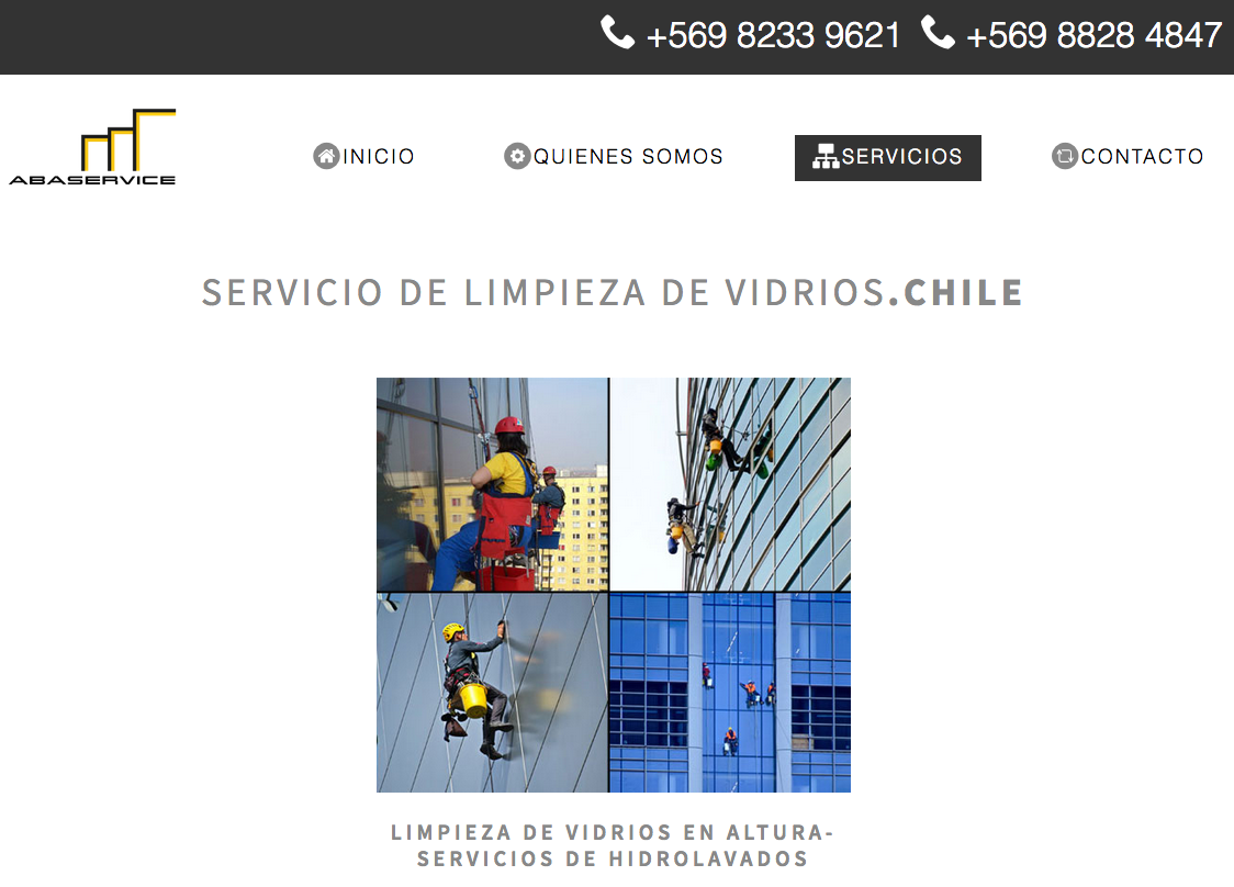 servicio de Limpieza de vidrios en altura en chile